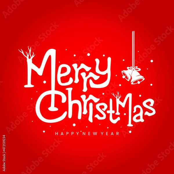 Fototapeta Christmas Banner Red Background With Bell