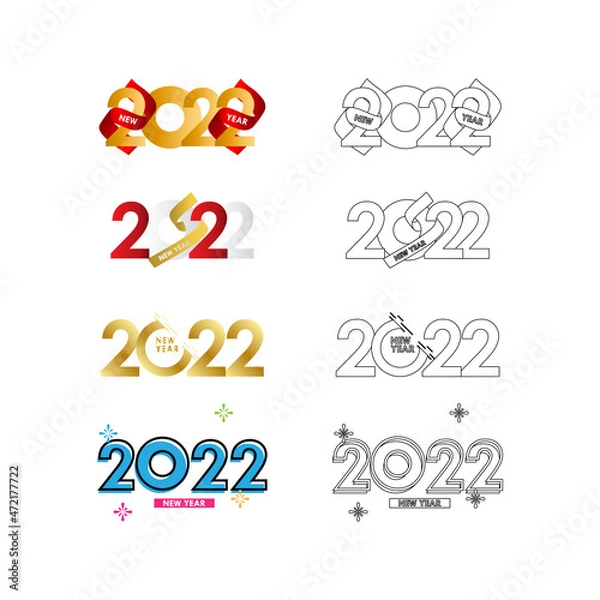Fototapeta Happy New Year 2022 Celebration Vector Template Design Illustration