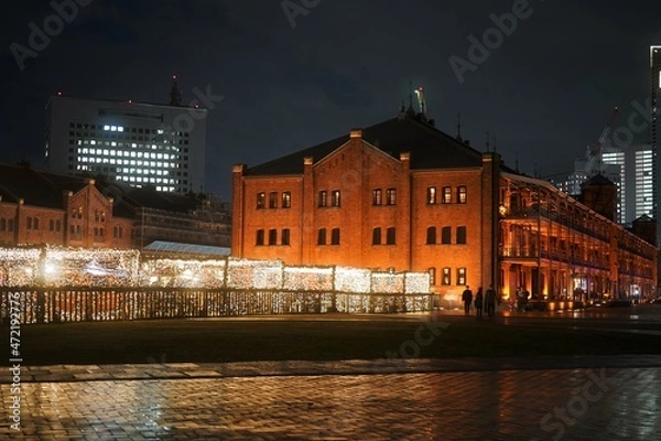 Fototapeta 横浜赤レンガ倉庫の夜景　クリスマスマーケット