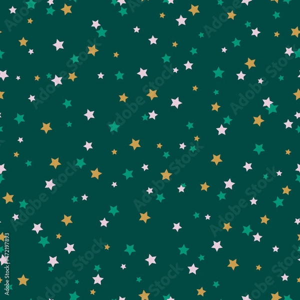 Obraz starry green christmas seamless pattern