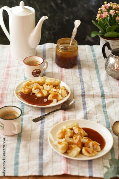 Fototapeta lazy curd dumplings and caramel. Gnocchi	

