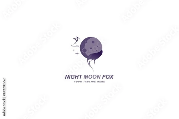 Obraz Night Moon and Fox Logo Design Vector