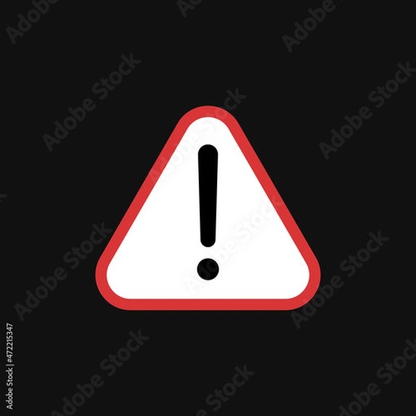 Fototapeta Red triangle attention or warning sign icon on grey background