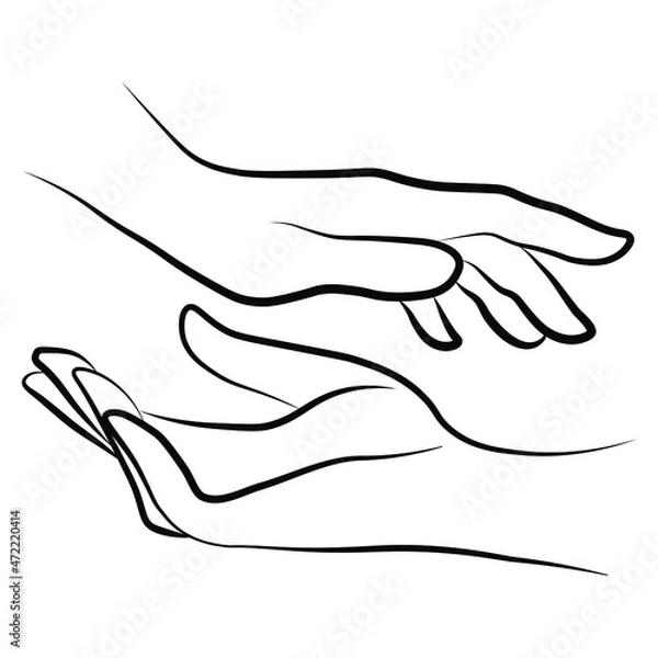 Fototapeta Women hands simple outline minimalistic linear gesture style. Vector Illustration of female hands for create logos, prints, patterns, posters, and other designs on white background