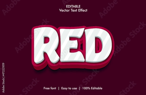 Fototapeta red 3d vector text effect with background