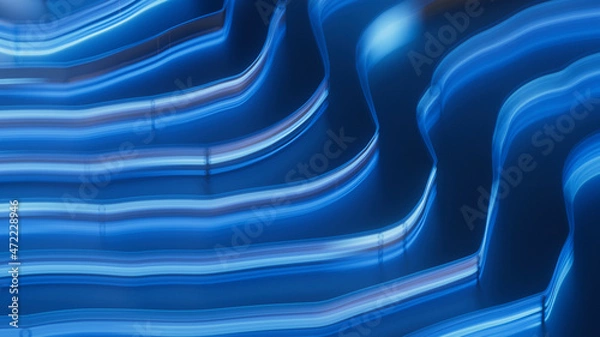 Fototapeta Abstract texture. 3d rendering background can be used in cover design, book design, poster, CD cover, flyer, website background for advertisement, broadcasting, presentation Blue and silver, metal