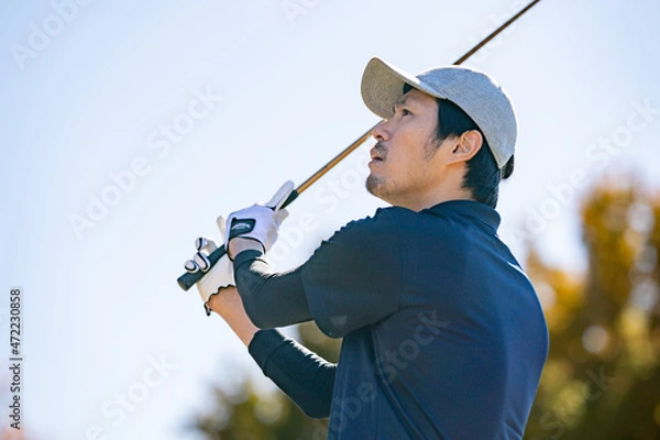 Fototapeta ゴルフ, ゴルファー, プロゴルファー, スポーツ, 人, 人物, 日本人, 帽子, 男, 男性, ナイスショット, 日本, golf, golfer