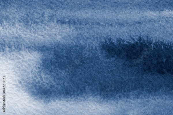 Fototapeta Abstract painting. Watercolor texture in cyanotype monochrome blue . Modern art landscape. Painted background, concept of sky, snow, ice