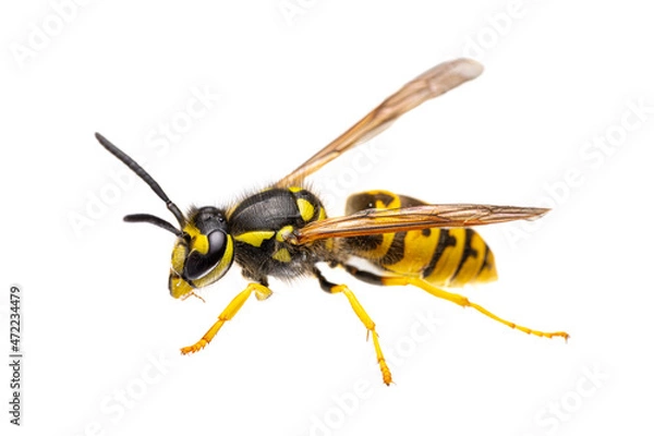 Obraz side view of single european / german wasp ( Vespula germanica ) isolated on white background - alive