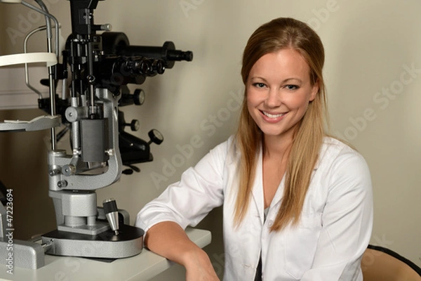 Fototapeta Young Eye Doctor in her office