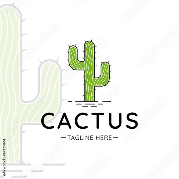 Fototapeta cactus logo vintage vector illustration template icon graphic design