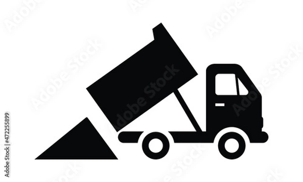 Fototapeta Vector illustration of dump truck, under construction machinary design.