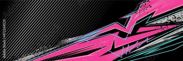 Fototapeta Abstract Car decal design vector. Graphic abstract stripe racing background kit designs for wrap vehicle, race car, rally, adventure and livery