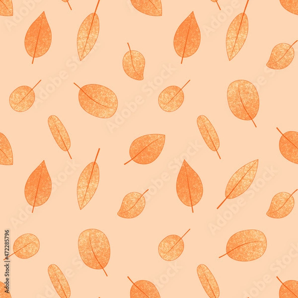 Obraz Seamless orange pattern with textured leaves