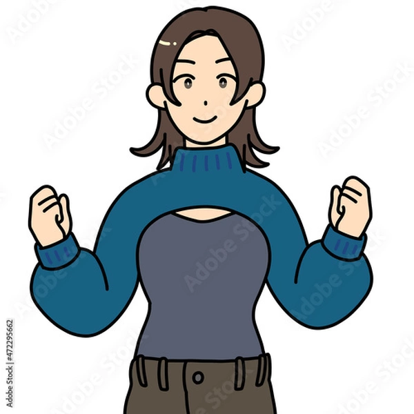 Fototapeta アームカバーニットを着た女性（暗い髪色）