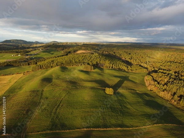 Obraz ombrages des arbres sur la colline verte a st-fabien QC