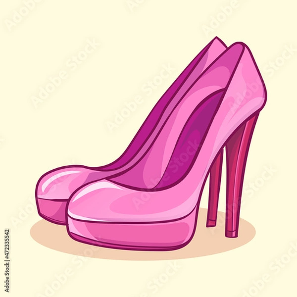 Obraz Vector illustration of high heels, flat style vector, High heels soft color shoes. Vector illustration.