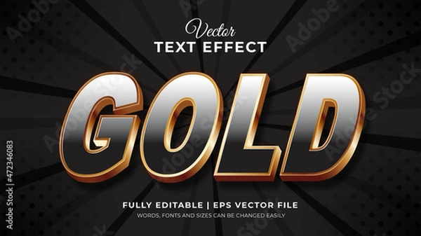 Fototapeta Editable 3d text effect with gold writing illustrations