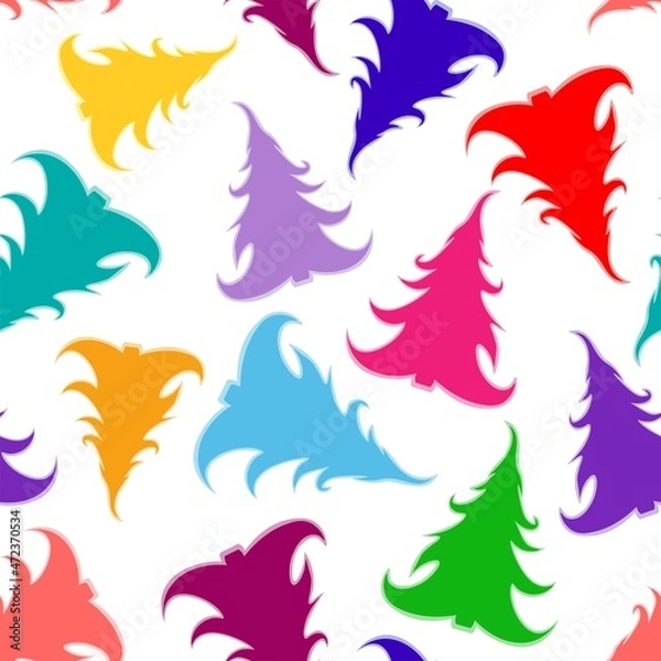 Fototapeta Christmas seamless pattern with colorful tree design.