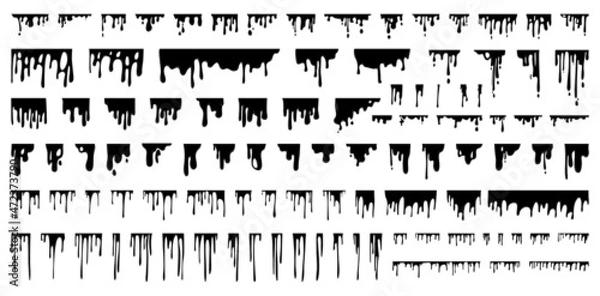 Fototapeta Collection of black smudges isolated on white background.