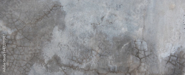 Fototapeta Panorama horizontal dark old cement wall for the background, Texture of a grungy black concrete wall as background.