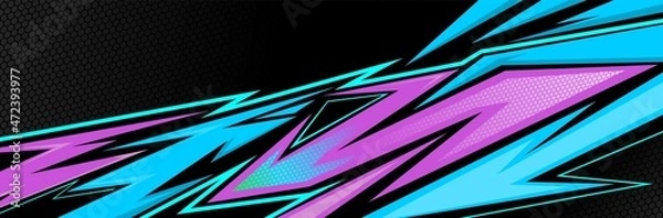 Fototapeta Abstract Car decal design vector. Graphic abstract stripe racing background kit designs for wrap vehicle, race car, rally, adventure and livery