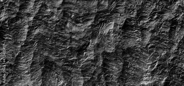 Fototapeta Dark gray stone background with copy space. Black grunge banner with rock texture.