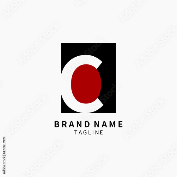 Fototapeta Simple Initial Letter C Monogram Logo , Black and Red Isolated on Grey Background, Minimalist Symbol,Emblem, Sign Vector Design
