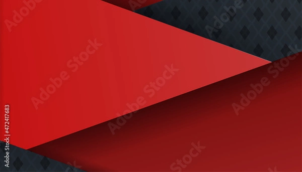 Fototapeta Abstract modern 3d red black background with triangle arrow geometric overlap shape elements