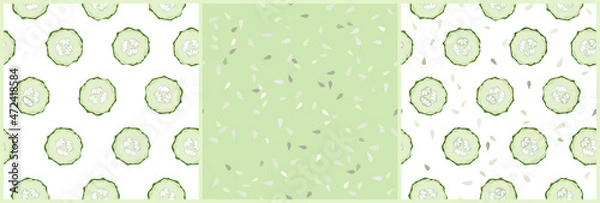 Fototapeta Seamless Pattern With Fresh Green Cucumber Slices