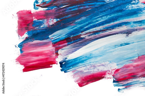 Obraz brush strokes with paint on paper. blue and purple