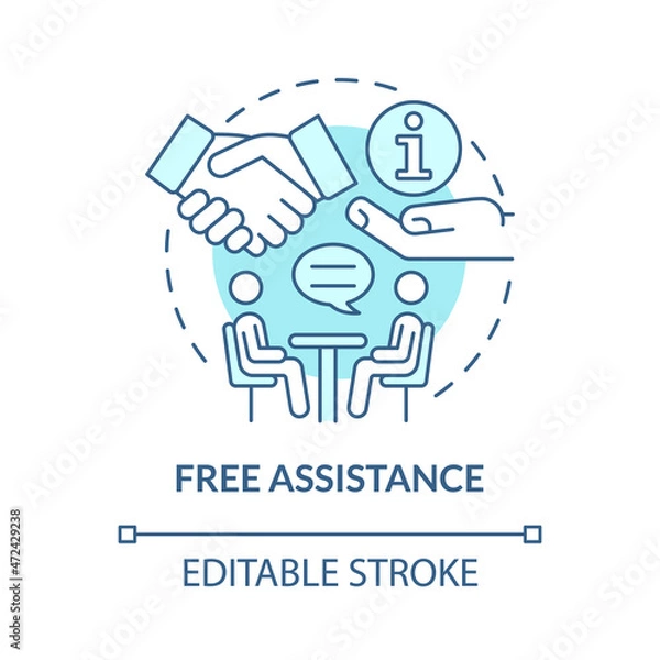 Fototapeta Free assistance startup concept icon. Startup development. Small business launching and growing support abstract idea thin line illustration. Vector isolated outline color drawing. Editable stroke