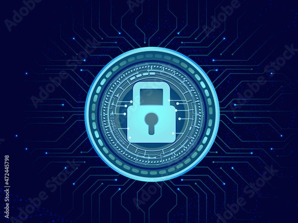 Obraz 2d illustration lock with background 