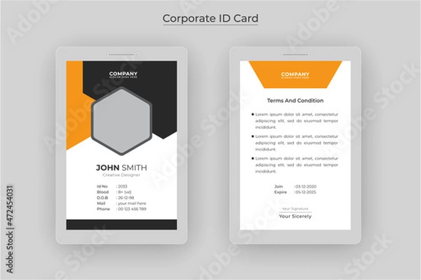Fototapeta Creative corporate business Modern Id card For employee. Multipurpose id card template	
