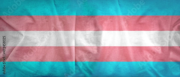 Fototapeta Transgender Pride flag pattern on the fabric texture ,vintage style. Type of sexual minorities.
