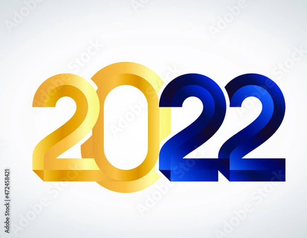 Fototapeta happy new year, colored 2022 numbers, design elements for new year decor, 2022 vector