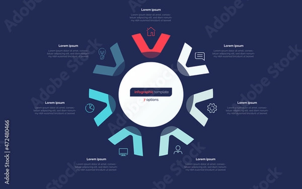 Obraz Seven option circle infographic design template. Vector illustration