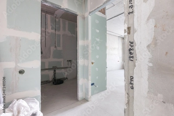 Obraz interior of the apartment without decoration in gray colors
