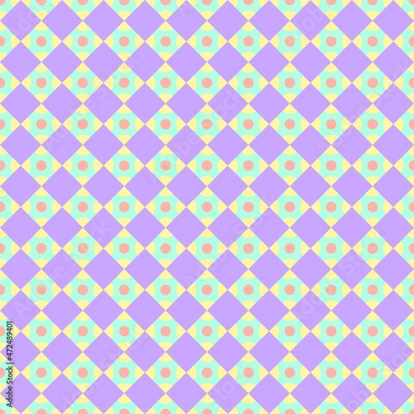 Obraz Seamless repeat pattern with squares and dots - Vector Illustration