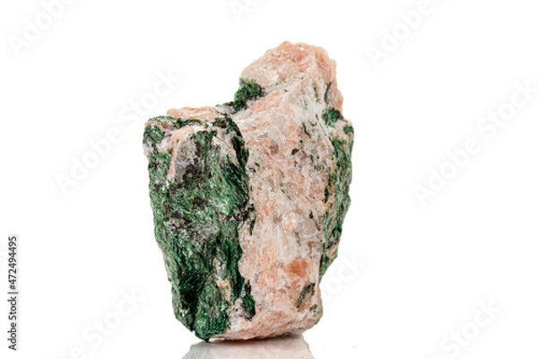 Fototapeta Macro mineral stone Fuchsite on a white background