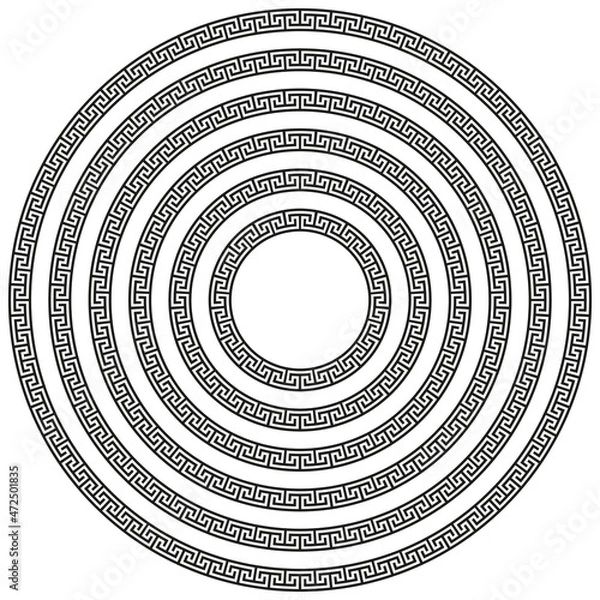 Fototapeta Round greek key decorative vintage border frame in a range of sizes.