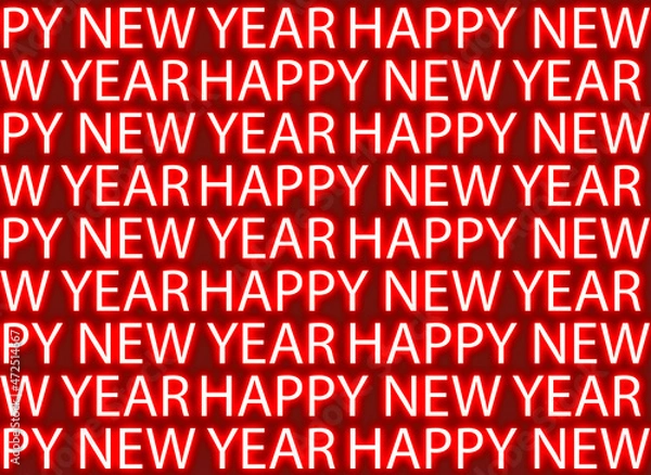 Obraz Lettering. Happy new year neon pattern.