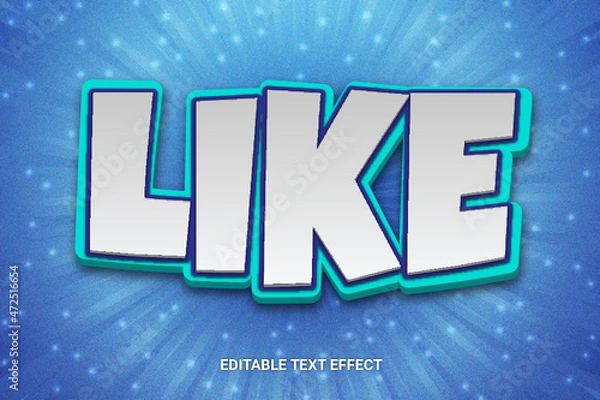 Fototapeta like Editable 3D Text Style, Text Effect design template
