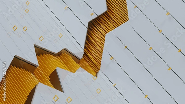 Fototapeta Abstract texture. 3d rendering background can be used in cover design, book design, poster, CD cover, flyer, website background for advertisement, broadcasting, presentation White and Yellow, Economic