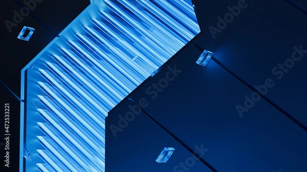 Fototapeta Abstract texture. 3d rendering background can be used in cover design, book design, poster, CD cover, flyer, website background for advertisement, broadcasting, presentation Blue and silver, economic