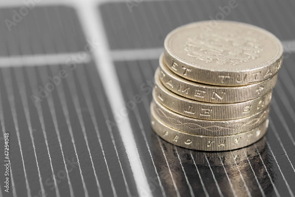 Obraz Macro PV Solar Panel and money.