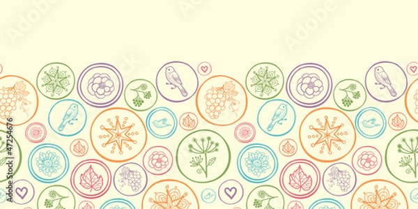 Fototapeta Vector colorful circles horizontal seamless pattern ornament