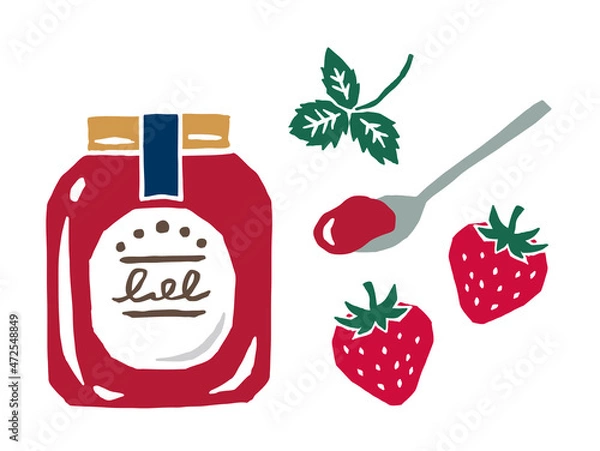 Obraz いちごジャム　レトロなベクターイラスト