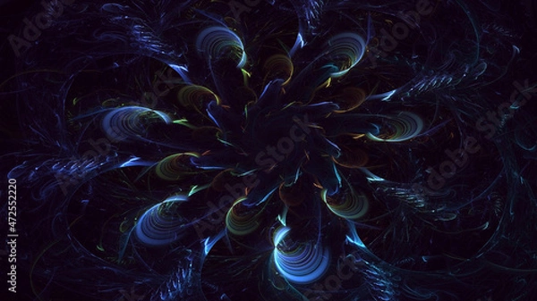 Obraz 3D rendering abstract blue fractal light background