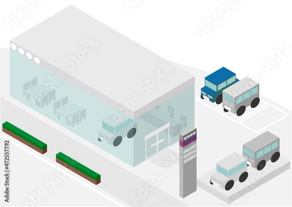 Obraz アイソメトリックな自動車販売店